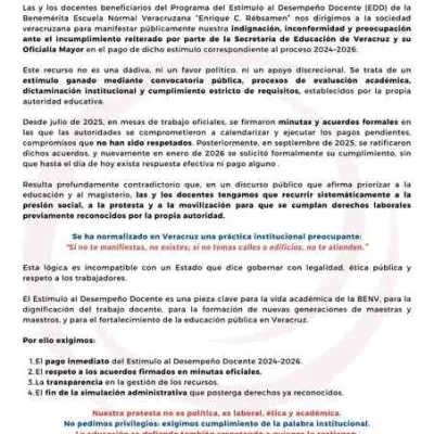 Denuncian beneficiarias del Programa Estimulo al Desempeño Docente incumplimiento en el pago del periodo 2024-2025