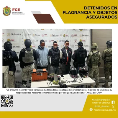 Detenidos en flagrancia y objetos asegurados en operativo de cateo con fuerzas federales y estatales en Xalapa
